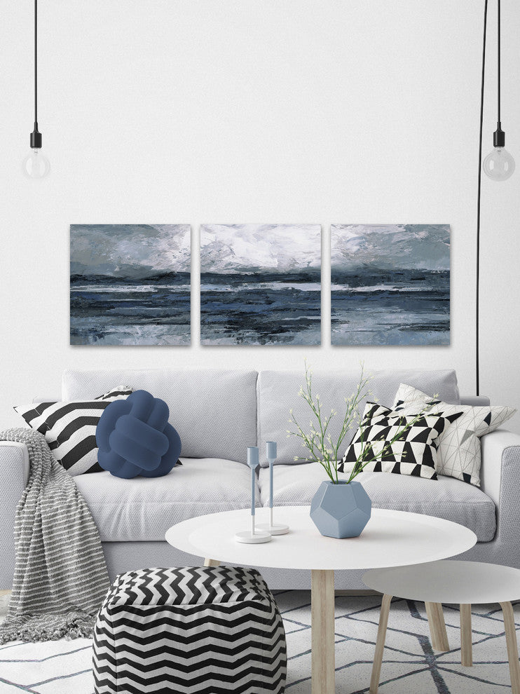 Dark Vast Ocean II Triptych, 96"x32"