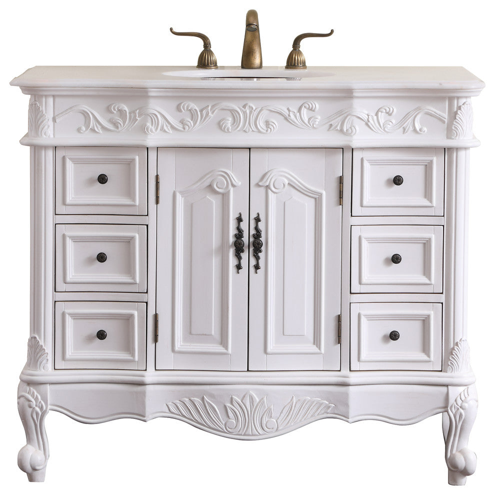 42" Single Bathroom Vanity Set, Antique White