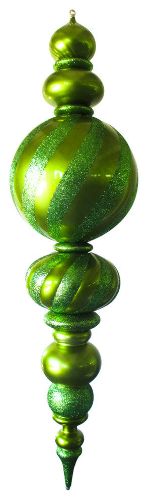 60" Jumbo Lime Green Finial Ornament With Lime Green Glittered Stripes