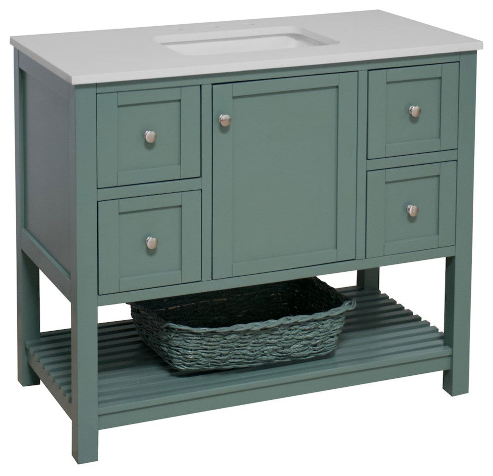 Lakeshore 42" Bathroom Vanity, Sage Green, Engineered White