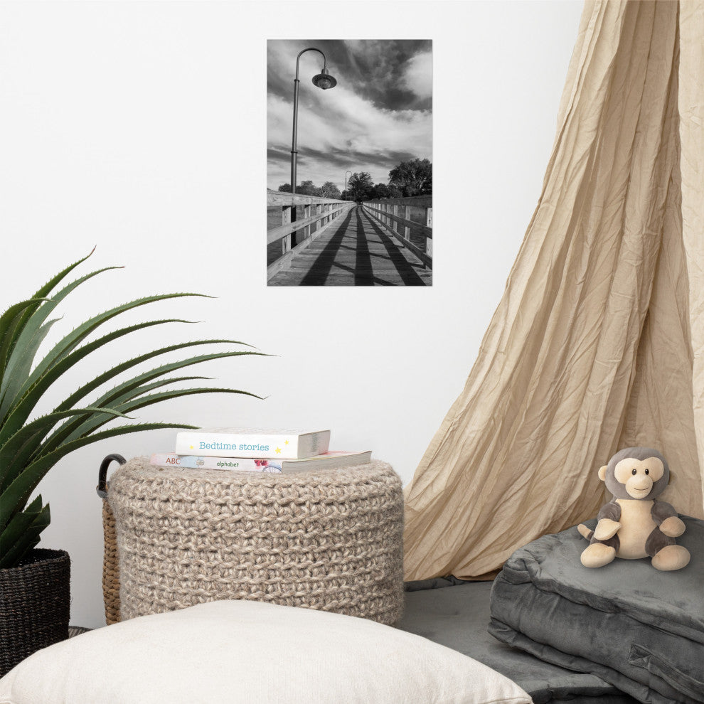 Follow the Lines Black & White Landscape Photo Unframed Wall Art Print, 12" X 18"
