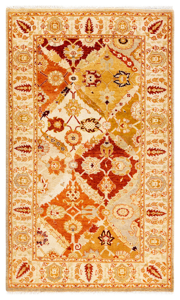 Ottoman, One-of-a-Kind Hand-Knotted Area Rug Yellow, 3' 2" x 5' 4"