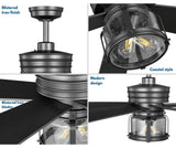 Midvale 5-Blade 56" AC Motor 2-Light Coastal Ceiling Fan, Blistered Iron