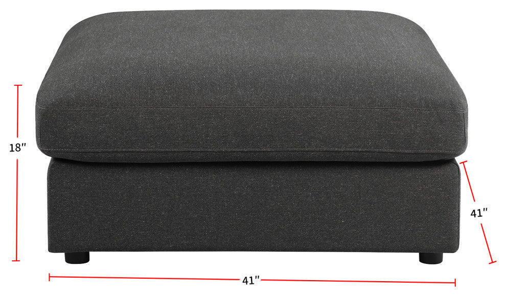 Upholstered Rectangular Ottoman, Charcoal