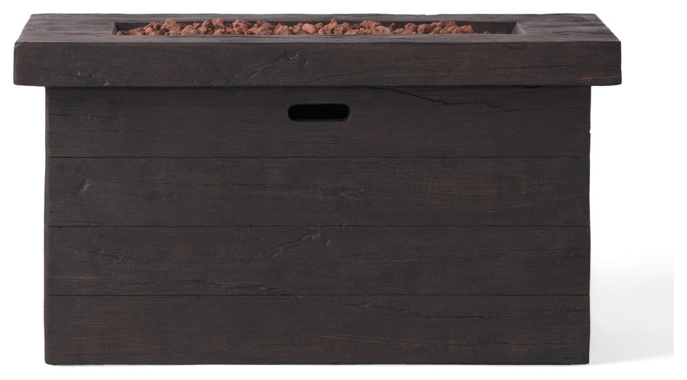 GDF Studio Crawford Outdoor Rectangular Fire Pit, Brown