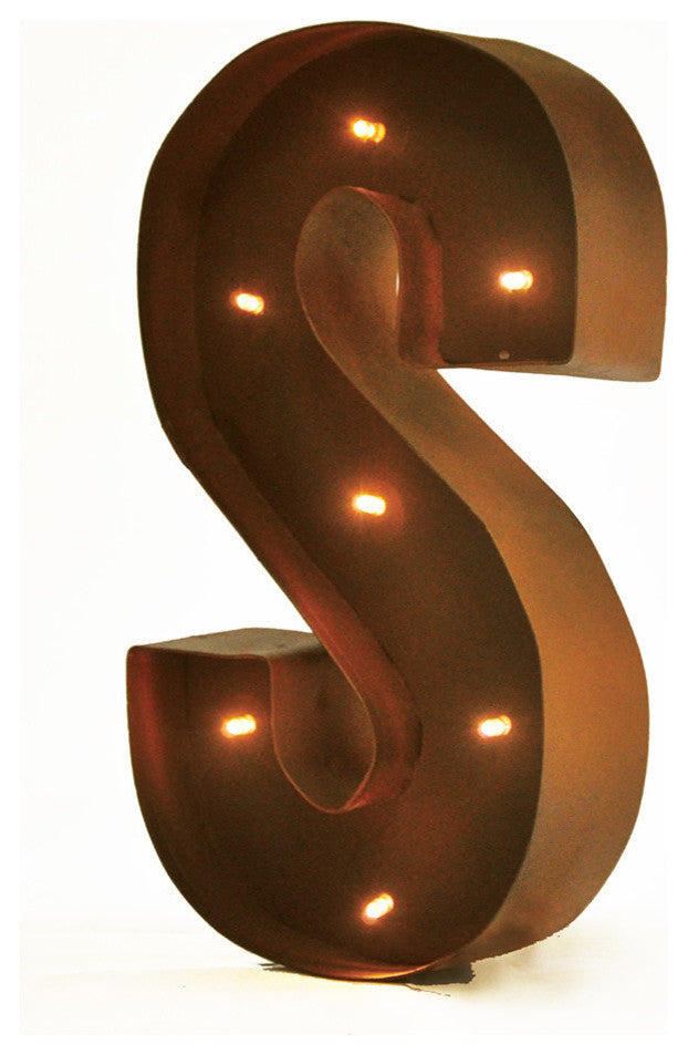 Rustic Vintage 11" Decorative LED Light Glow Letters - Rust Patina Aged Look Gl