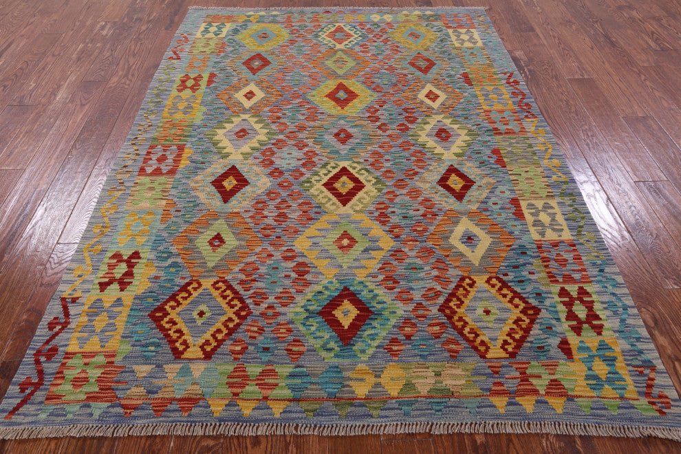 Flat Weave Kilim Reversible Rug 5' 10" X 7' 8" Q8299