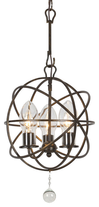 Solaris 3-Light Outdoor Chandelier, English Bronze With Clear, Glass