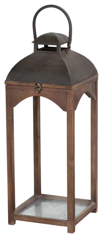 Set of 2 Farmhouse Wooden Lantern, Brown