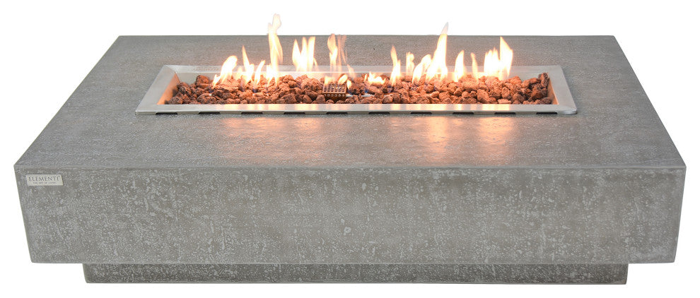 Hampton Rectangle Light Gray Concrete 56" Natural Gas Fire Table