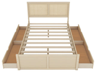 Gewnee Queen Size Wood Storage Platform Bed with 4 Drawers