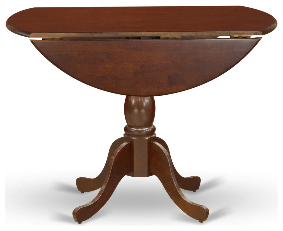 5Pc Wood Dining Set, 1 Drop Leaves Table, 4 Mahogany Chairs, Mahogany Finish