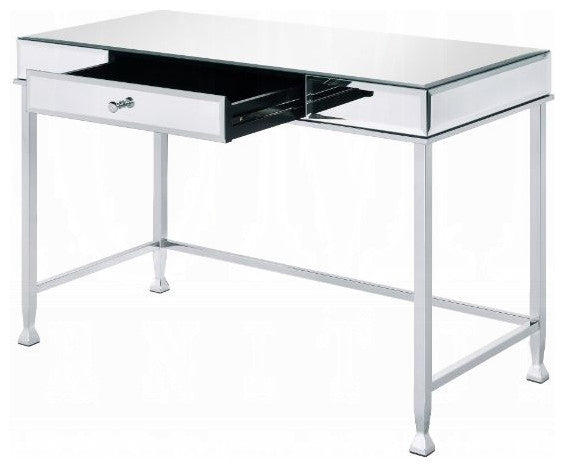 Canine Writing Desk, Mirrored and Chrome Finish