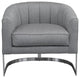 Paloma Accent Chair In Brushed Stainless Steel Finish, Gray Fabric