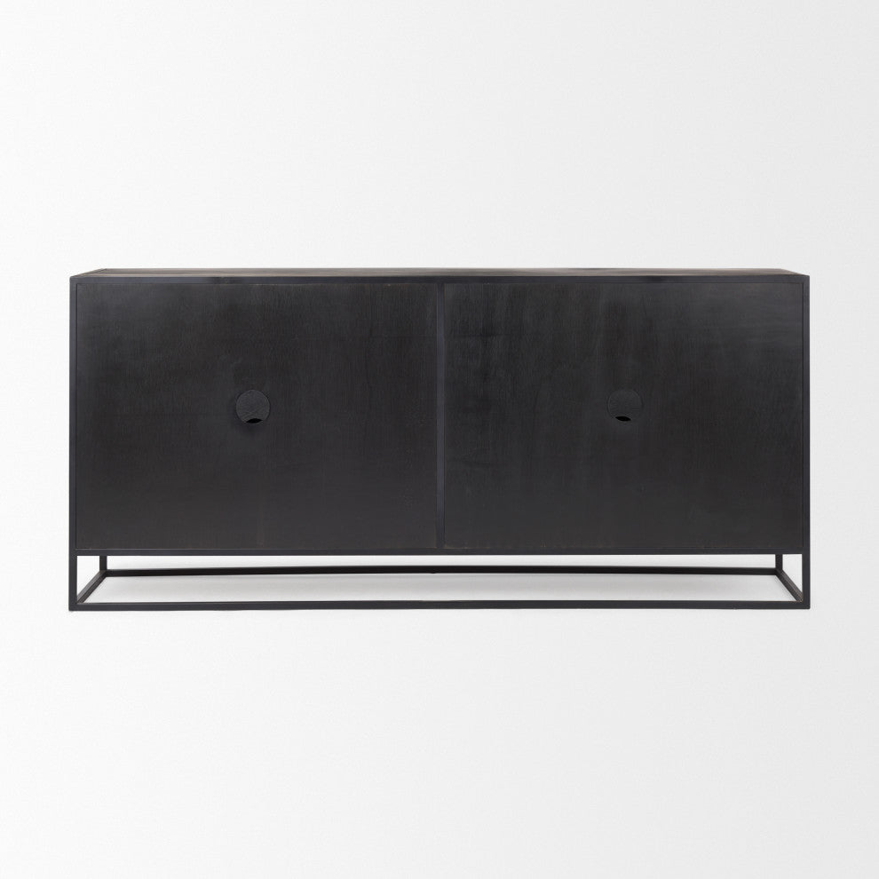 Sloan 80.0L x 17.0W x 36.0H Dark Wood WithBlack Metal Frame Sideboard