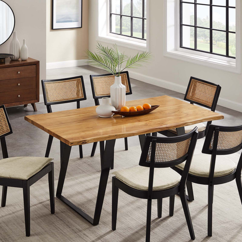 Viggo 60" Live Edge Acacia Wood Acacia Wood Dining Table - Black Natural