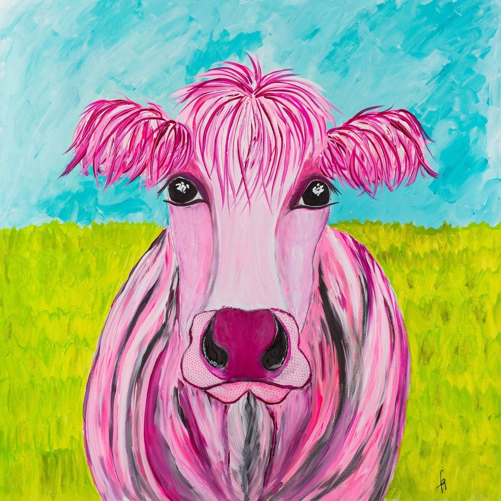 "Pink Kay" Painting Print on Wrapped Canvas, 18"x18"