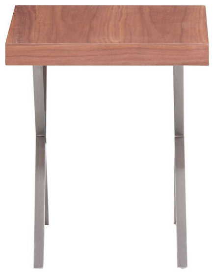 HomeRoots 22" X 22" X 22" Brown And Silver Side Table