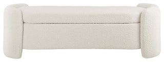 Modway Nebula Modern Style Wood and Boucle Upholstered Bench in Ivory