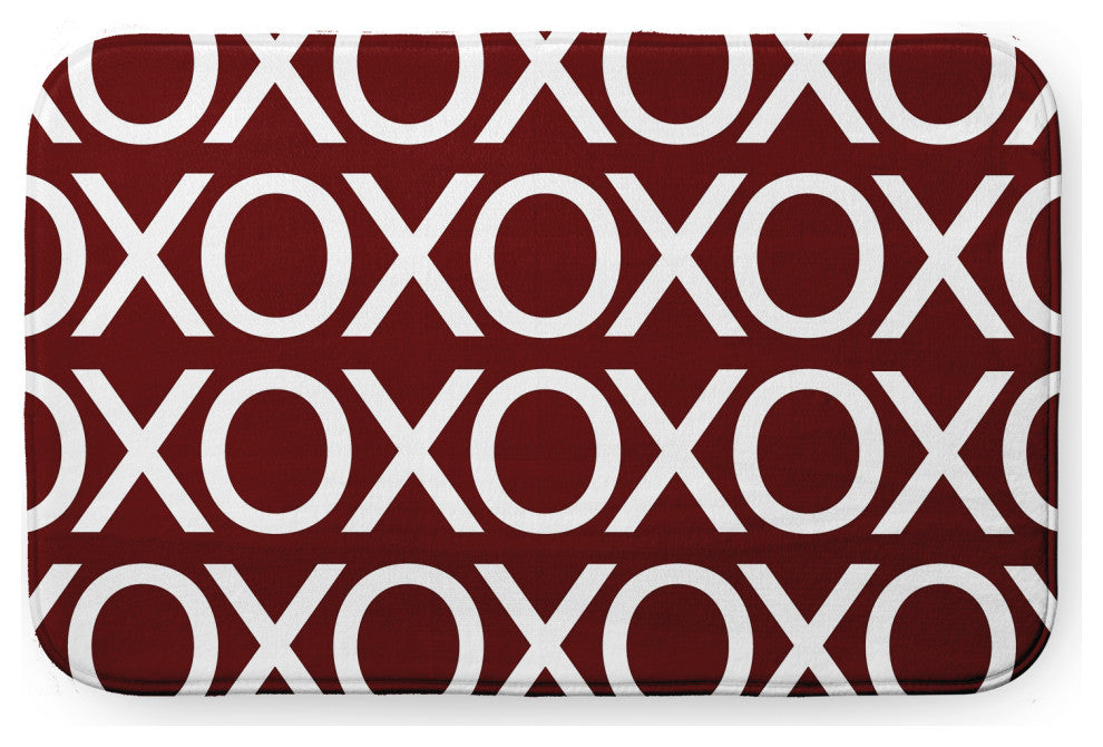 34" x 21" Hugs and Kisses Bathmat, Maroon