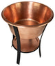 24" Round Bucket Hammered Copper Cooler, 16 Gauge