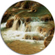 Waterfall Cascade With White Waters, Landscape Round Wall Art, 23"