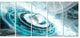 Blue Fractal Flying Saucer, Floral Canvas Art Print, 60"x28", 5 Panels