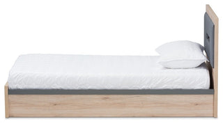 Contemporary Dark Gray and Light Brown 2- Drawer Twin Storage Platform Bed