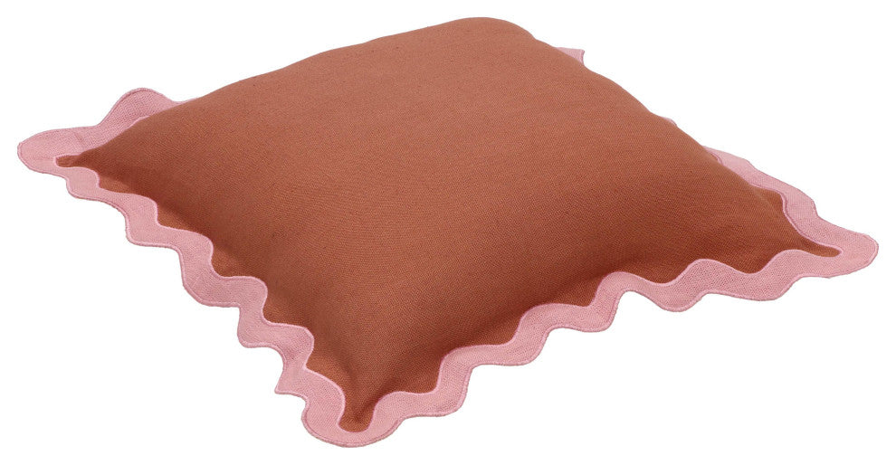 Scalloped Throw Pillow, Pink, Terracotta
