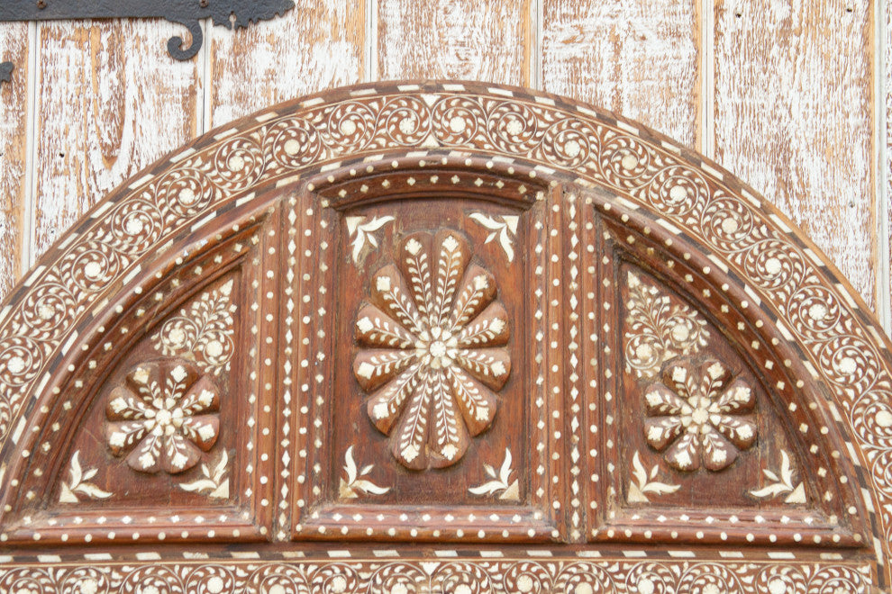 Extraordinary Sunburst Indo-Portuguese Inlaid Arched Door