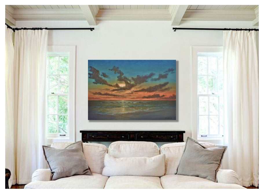 "Sunset Reflections" Original Tropical Sunset Seascape Fine Art Painting