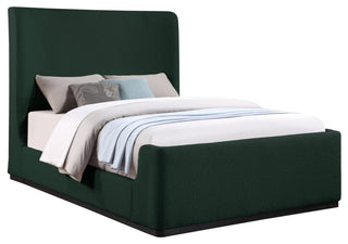 Oliver Boucle Fabric Upholstered Bed, Green, Queen