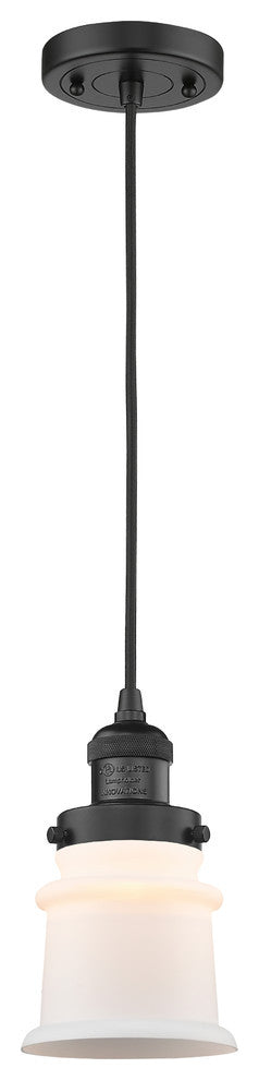 Small Canton 1-Light Mini Pendant, Matte Black, Matte White