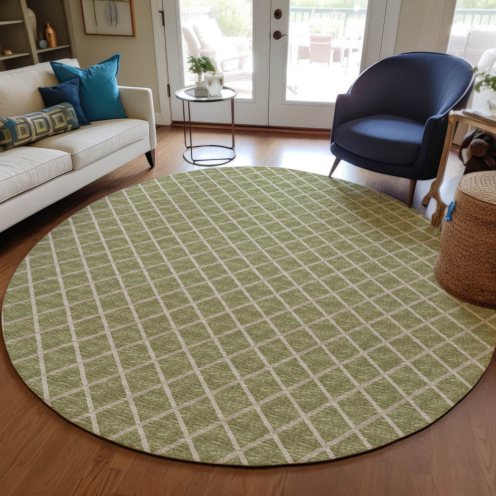 Indoor/Outdoor York YO1 Aloe Machine Washable 10' x 10' Rug