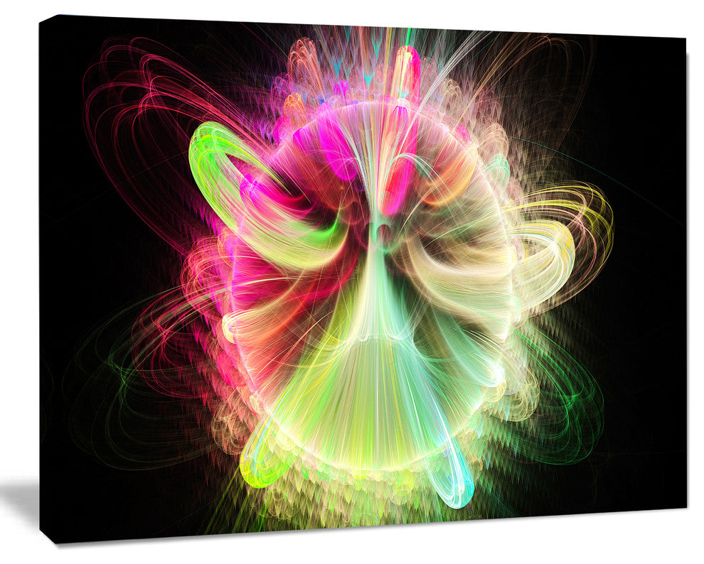 Large Circle with Yellow Curves, Floral Canvas Art Print, 20"x12"