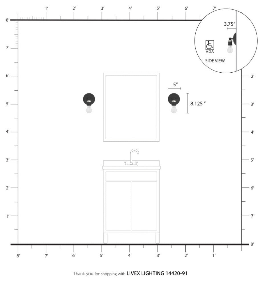 Lansdale 1 Light Brushed Nickel ADA Single Vanity Sconce