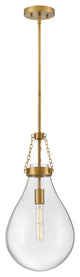 Hinkley Eloise 22.25" Small Pendant Light, Lacquered Brass + Clear Glass