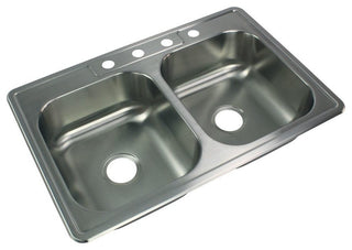 Transolid Select 33"x22 1/64"x7" Double Drop-in SS Kitchen Sink