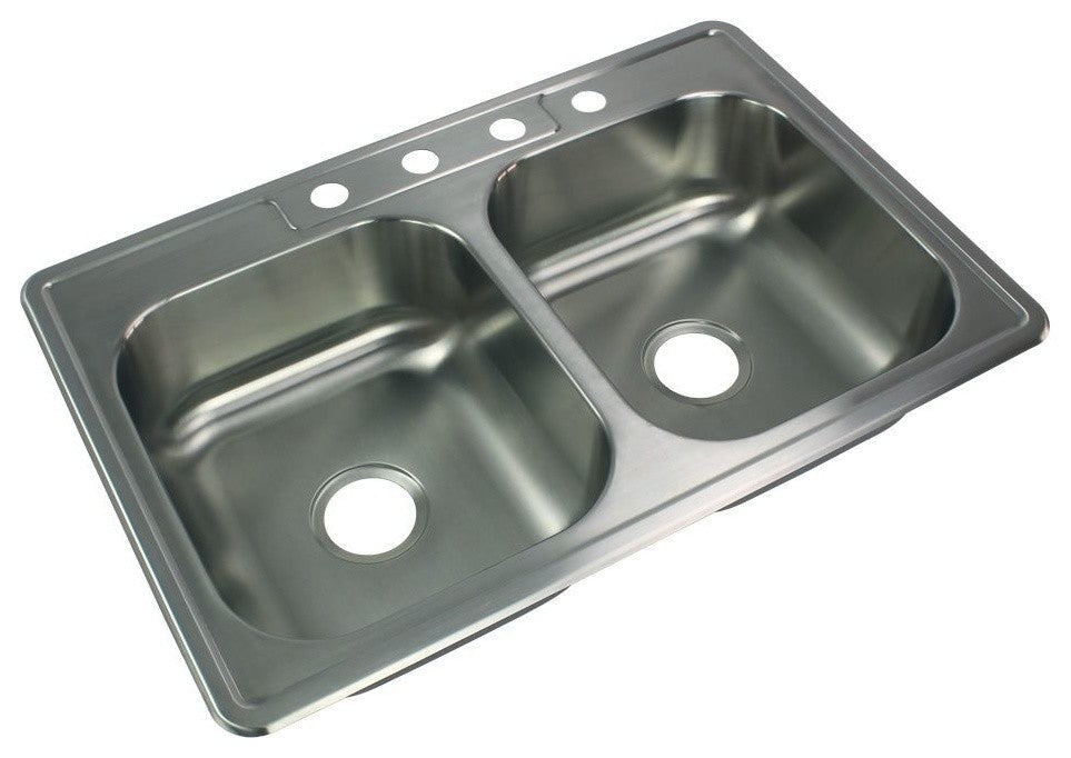 Transolid Select 33"x22 1/64"x7" Double Drop-in SS Kitchen Sink
