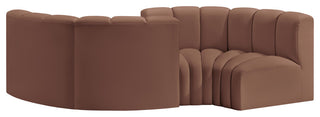 Arc Vegan Leather Upholstered 4-Pc. Facing Modular Sectional, Cognac