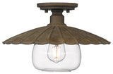 Golden Lighting Clemence Flush Mount, Dark Rust With Clear Glass Shade