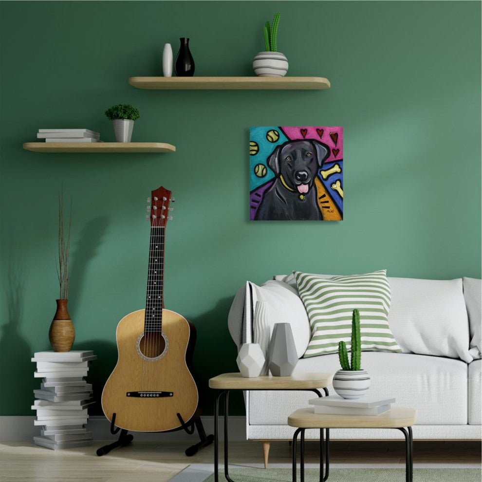 Stupell Industries Colorful Black Labrador Dog Pet Painting, 24 x 24