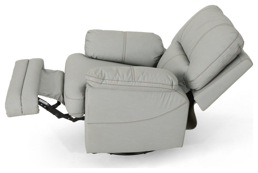 GDF Studio Laurent Leather Swivel Power Recliner, Light Gray/Black