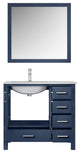 Jacques 36" Navy Blue Single Vanity Set with Marble Top - Left Version
