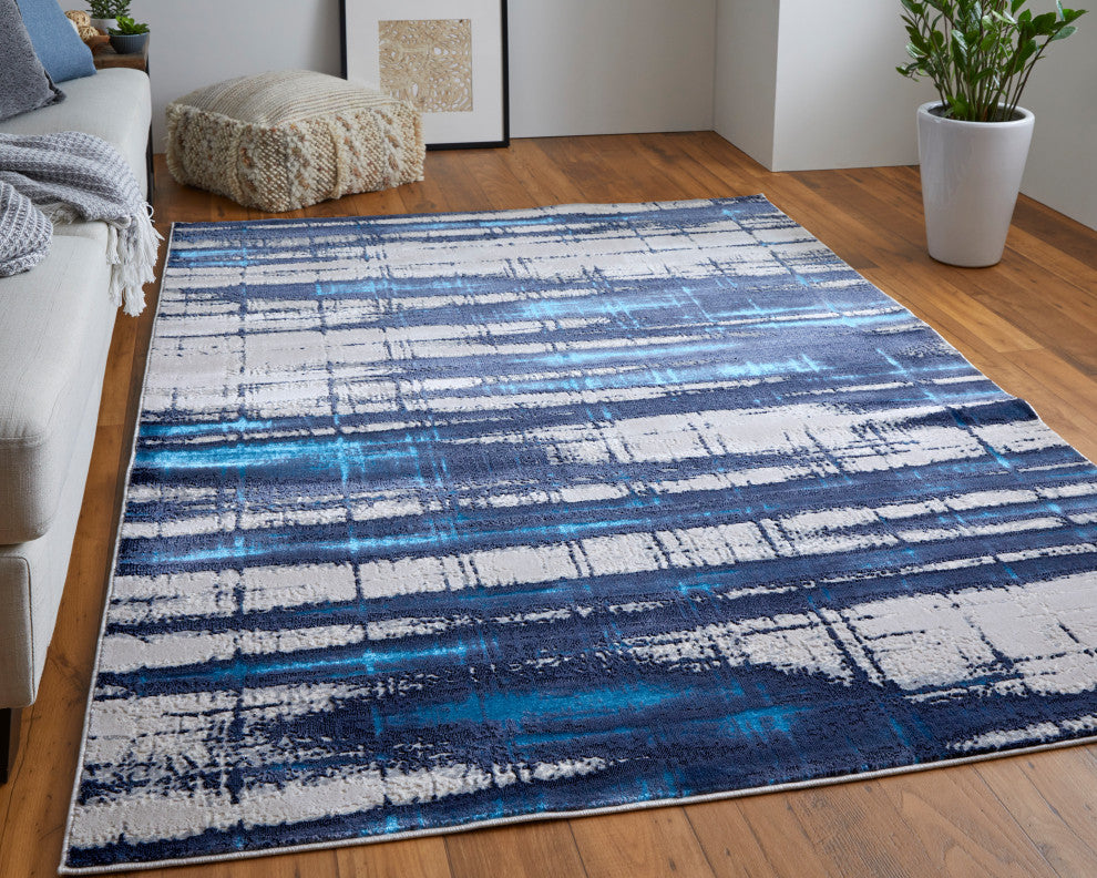 Weave & Wander Armada Dramatic Blue/Ivory Rug, 10'x13'2"