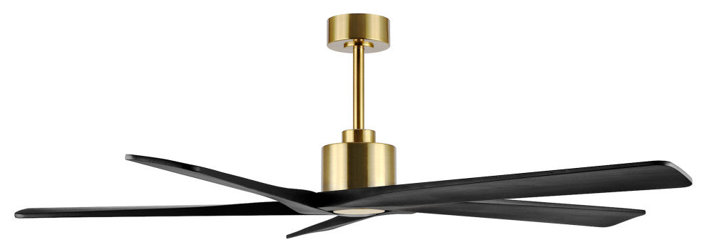 64" Reversible 5-Blade DC Ceiling Fan With Remote Control, Gold/Black