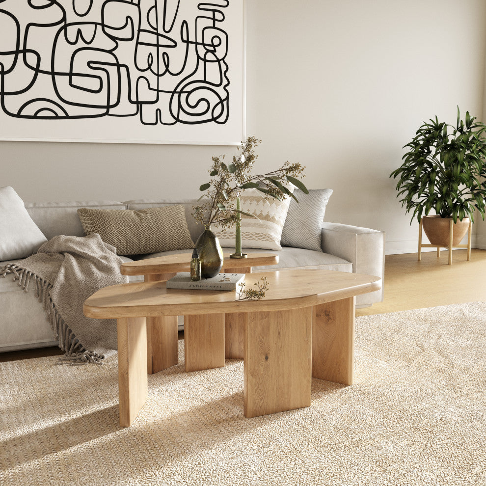 Modrest Jack Natural Wood Coffee Table Set