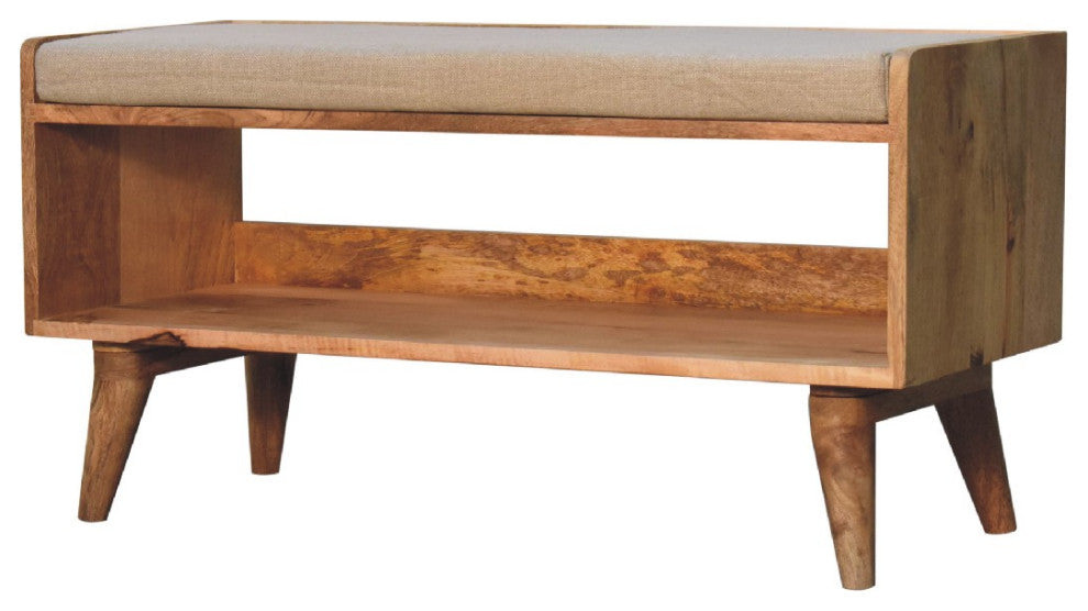 Oak-ish Nordic Storage Bench With Mud Linen