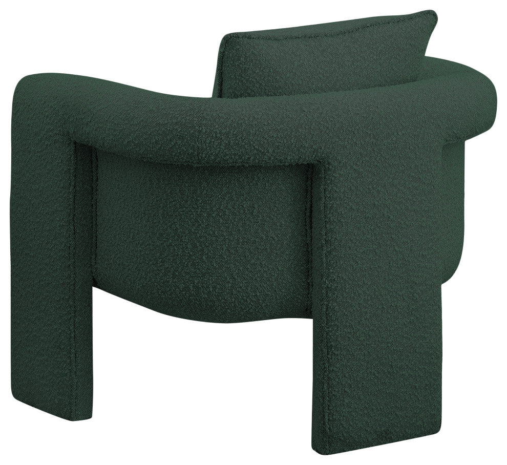 Stylus Boucle Fabric Upholstered Accent Chair, Green
