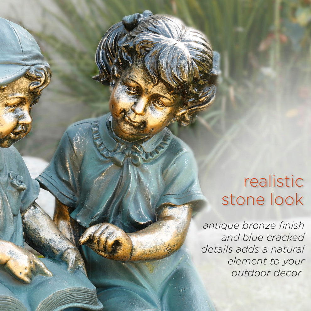 Boy and Girl Reading Statue